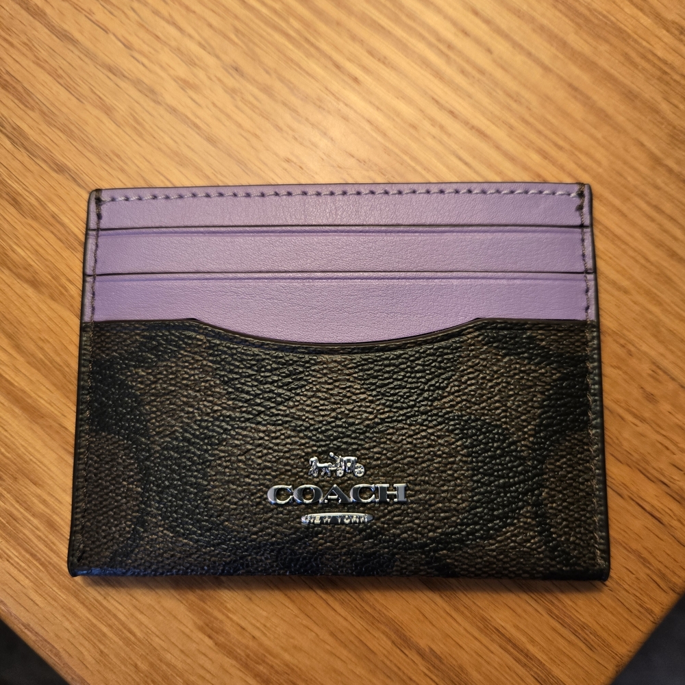 Coach Lavender and Black Card Holder, like New.